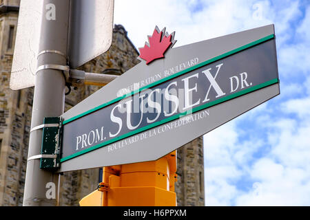Una unità Sussex street accedi nella capitale del Canada, Ottawa. Foto Stock