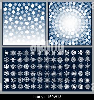 I fiocchi di neve sfondi e icone Illustrazione Vettoriale