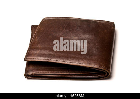 Bruno marrone brunette purse wallet moneybag pocketbook pagare oggetto macro close-up di ammissione macro close up visualizza dettagli Foto Stock