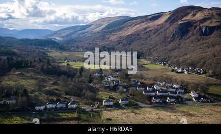 Antenna vista drone Aberfoyle Trossachs Scozia Scotland Foto Stock