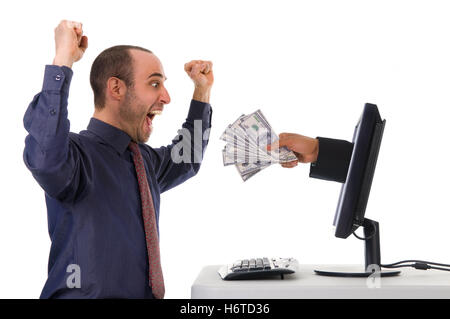 Il gesto di prestito della banca istituzione gli esseri umani gli esseri umani persone persone folk Umano human essendo office pagare dollari Dollaro modello a mano Foto Stock