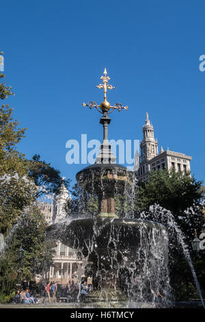 La fontana di stampo, City Hall Park, NYC Foto Stock