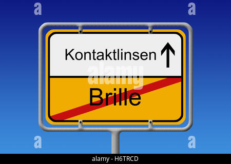 Le lenti a contatto - Occhiali Foto Stock