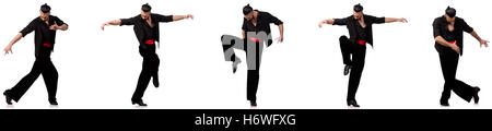 Spanish dancer in pose diverse su bianco Foto Stock