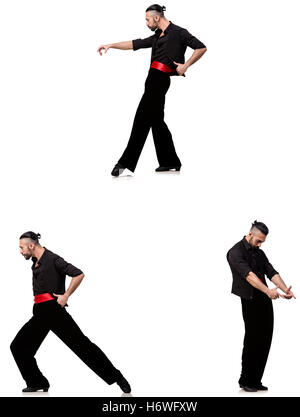 Spanish dancer in pose diverse su bianco Foto Stock