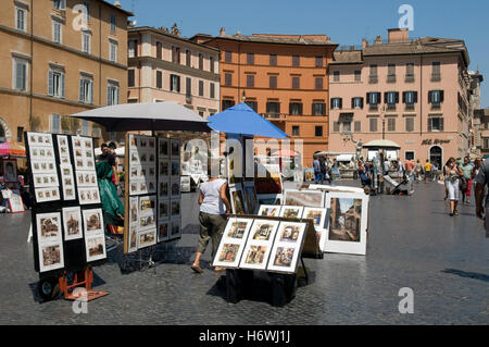 Artisti di strada in Piazza Navona, Roma, Italia, Europa Foto Stock