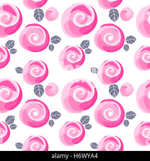 Disegnato a mano rose acquerello e graziosi fiorellini seamless pattern. illustrazione Foto Stock