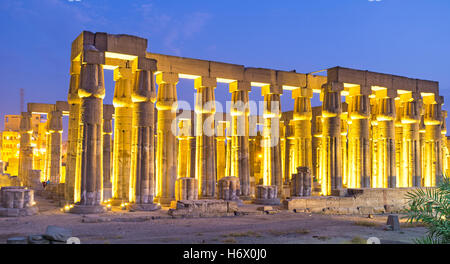 I numerosi enormi colonne sono le conserve di parte del Tempio di Luxor in Egitto. Foto Stock