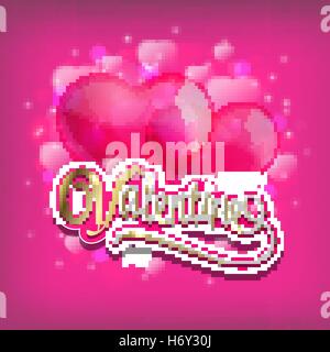 Il giorno di San Valentino sfondo vettoriale con cuore di palloncini sul campo rosso. Illustrazione Vettoriale