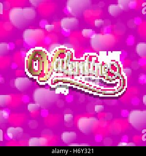 Il giorno di San Valentino seamless pattern con cuori. Oro riccamente ornate di scritte. Holiday rosa sfondo astratto per biglietto di auguri e altre. Illustrazione Vettoriale