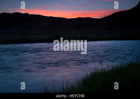 Owyhee River tramonto a Birch Creek Ranch, Owyhee selvatica e Scenic River, Vale District Bureau of Land Management, Oregon Foto Stock