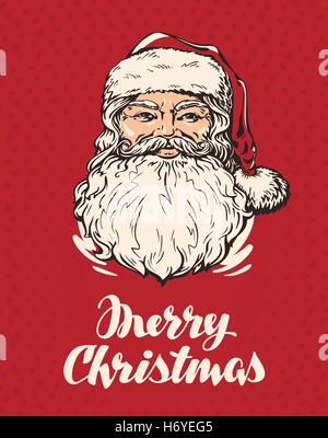 Merry Christmas greeting card. Santa Claus illustrazione vettoriale Illustrazione Vettoriale