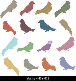 Silhouette di vettore Bird Collezione Colori Illustrazione Vettoriale