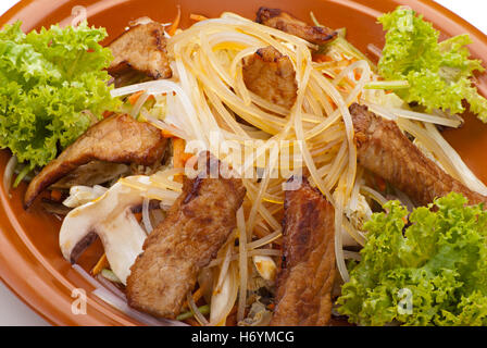 Noodles fritti con manzo e verdure Foto Stock