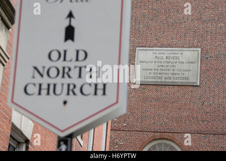 Massachusetts, Boston. La vecchia chiesa del Nord aka la Chiesa di Cristo nella città di Boston. Foto Stock