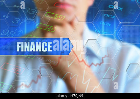 Finanza globale concetto dello sfondo per finanziari, finanza globale, economia globale, notizie aziendali Foto Stock