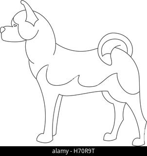 Akita dog line. Obbedienza hound in stile lineare, illustrazione vettoriale Illustrazione Vettoriale