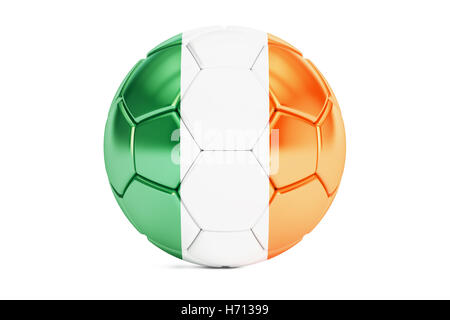Pallone da calcio con la bandiera dell'Irlanda, rendering 3D Foto Stock