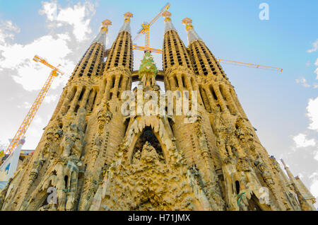 Di Gaudì, La Sagrada Familia a Barcellona, Spagna. Foto Stock