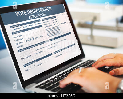 Votazione la richiesta di registrazione di concetto di elezione Foto Stock