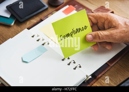 Conformità principali di sviluppo concetto aziendale Foto Stock