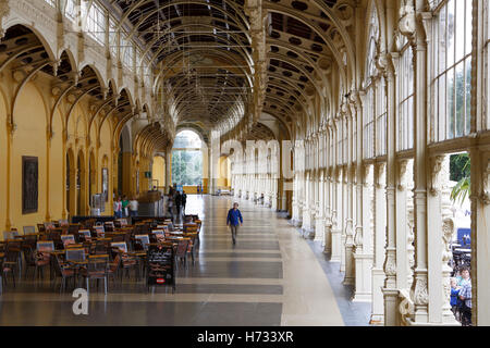 Giorno shot, nuovo edificio, nuovo colonnato, Nová kolonáda, colonnato principale, Marianske Lazne, Regione di Karlovy Vary, Boemia, ceco Foto Stock