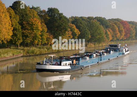 Nave da carico sul Dortmund-Ems Canal, Muensterland regione Renania settentrionale-Vestfalia Foto Stock