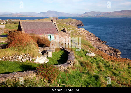 Novembre serata al Cill Rialaig rifugio di artisti che si affaccia sull'Oceano Atlantico, nella contea di Kerry Foto Stock