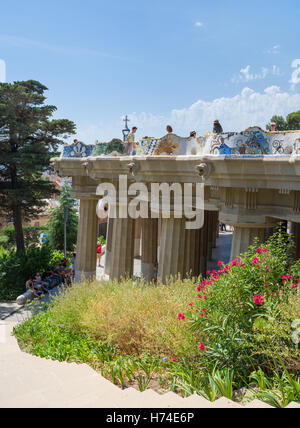 Barcellona, Spagna - 4 agosto: dettaglio del Parc Guell attrazione internazionale fatta di Antoni Gaudì il 4 agosto 2016 a Barcellona Foto Stock