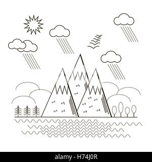 Montagna sfondo lineare. Illustrazione Vettoriale