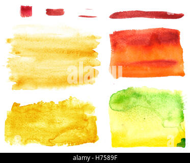 Acquerello Yellow-Orange sfondo dipinto Foto Stock