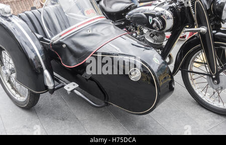 DKW Auto Union motociclo con sidecar al classic bike rally. Foto Stock