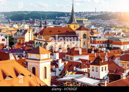 Paesaggio urbano di Praga vista Foto Stock