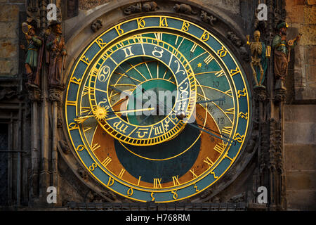 Close up anello zodiacale sull'Orologio Astronomico di Praga, Repubblica Ceca Foto Stock