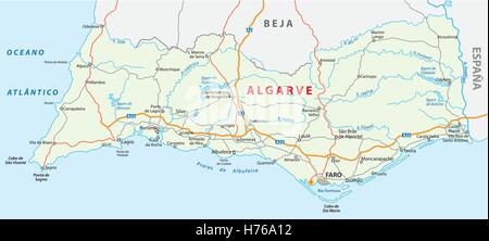 Algarve mappa stradale Illustrazione Vettoriale