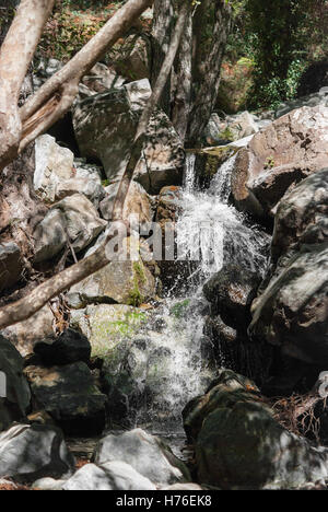 Cascate di un fiume di montagna closeup. Caledonia. Cipro. Foto Stock