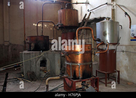 Vecchia distilleria Singani in Camargo Bolivia, la distilleria era importato dalla Francia lungo tempo fa. Foto Stock