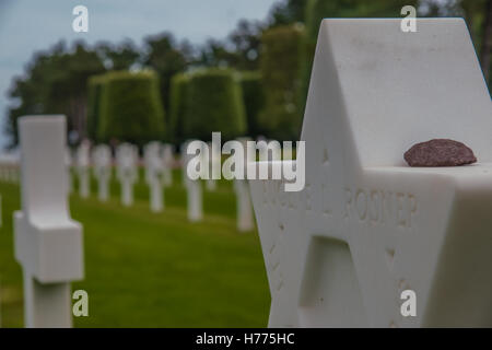 COLLEVILLE-SUR-MER, Francia - 21 settembre: l'Americano la II Guerra Mondiale il cimitero di Colleville-sur-Mer, in Normandia, Francia, su Settemb Foto Stock