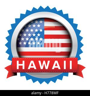 Hawaii e bandiera degli Stati Uniti vettore di badge Illustrazione Vettoriale