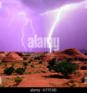Tempesta di fulmini, Mystery Valley, Arizona, Stati Uniti Foto Stock