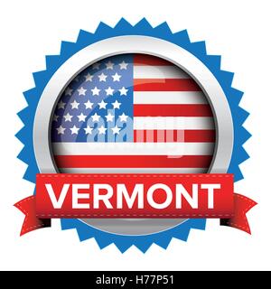 Vermont e bandiera degli Stati Uniti vettore di badge Illustrazione Vettoriale