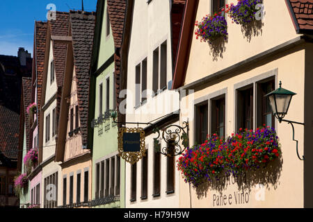 Close up della vecchia architettura a Rothenburg ob der Tauber,città medievale, Baviera, Germania Foto Stock