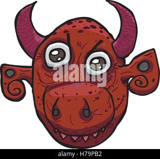 Diavolo / testa di demone. Disegnata a mano illustrazione vettoriale / clipart. Isolato su bianco, pronto per l'uso Illustrazione Vettoriale