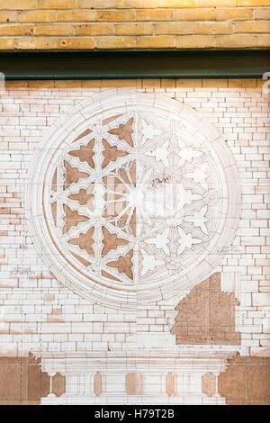 Southbank rappresentazione del rosone della Grande Hall di Londra Palazzo dei Vescovi di Winchester Foto Stock