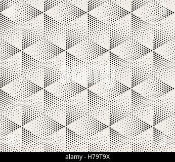 Vector Seamless in bianco e nero Dot puntinismo rombo geometrico modello cubo Illustrazione Vettoriale