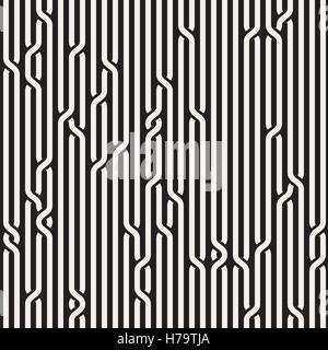 Vector Seamless bianco nero arrotondato linee di corda Brade Pattern Illustrazione Vettoriale