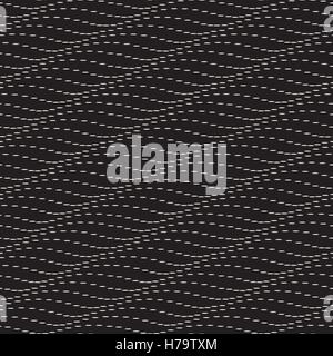 Vector Seamless in bianco e nero sottili linee tratteggiate modello di onda Illustrazione Vettoriale