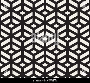 Vector Seamless in bianco e nero di pannellizzazione geometrico linea modello di griglia isometrica Illustrazione Vettoriale