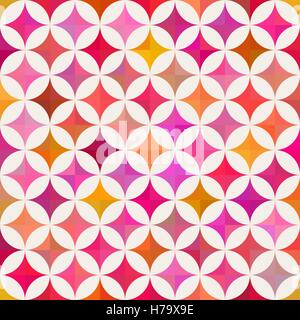 Vector Seamless cerchio colorato Star Quilt Pattern di pannellizzazione su sfondo chiaro Illustrazione Vettoriale