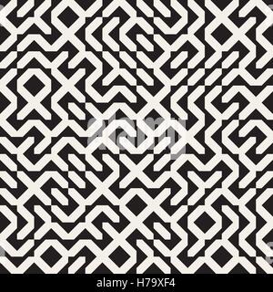Vector Seamless in bianco e nero Geometriche Irregolari Modello di blocchi Illustrazione Vettoriale